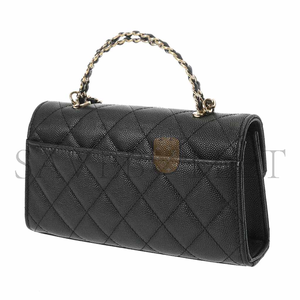 CHANEL BLACK CAVIAR LEATHER PHONE CASE SHOULDER BAG (18*10*4.5cm)